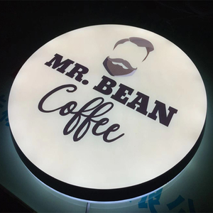 Personalizzare la segnaletica principale esterna della scatola di illuminazione 3d segno rotondo <span class=keywords><strong>Coffee</strong></span> <span class=keywords><strong>Shop</strong></span> illumina il logo per le imprese