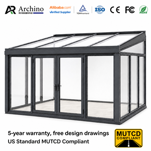 Véranda en aluminium certifiée standard 3,5x3,5m, kit préfabriqué avec <span class=keywords><strong>double</strong></span> <span class=keywords><strong>vitrage</strong></span> pour villa européenne, jardin, patio - Product Image 1