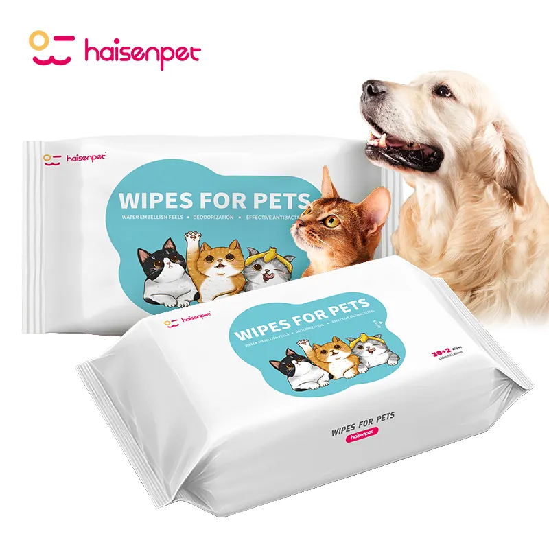 Haisen OEM Pet Eye Toallitas húmedas Limpieza de Aseo para gatos y perros Toallitas para mascotas