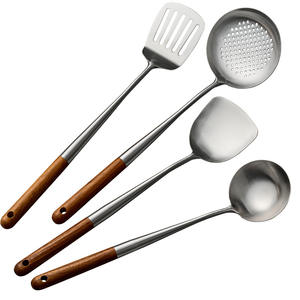 316ステンレス鋼ロングハンドル木製グリップシェフ専用攪拌スプーンとシャベルセット - Product Image 6