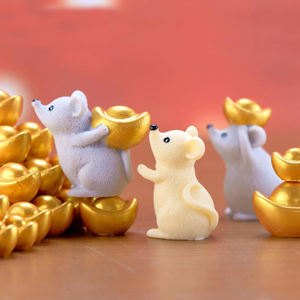 Statuette di Topi Portafortuna, Ornamenti di Topi Ricchi, Piccole Statuette Decorative da Scrivania, Animali Carini per Decorazione <span class=keywords><strong>Casa</strong></span> - Product Image 2