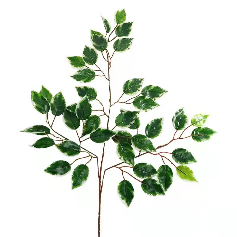 Hot Sale Wedding Pary Decoative Tree Branch Plant Leaves Plastic Green Artificial Banyan Leaf