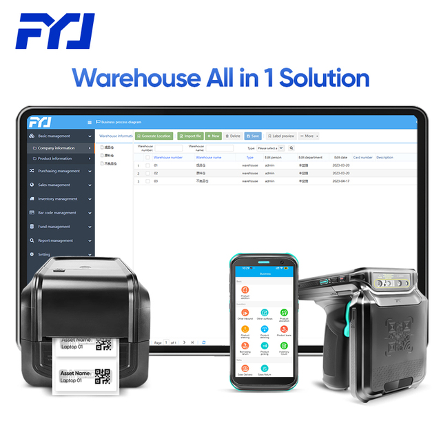 FYJ RFID Warehouse All in One Software Time Saving Inventory Tracking System Multi-Device Use Data Analysis