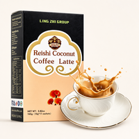Café instantané sans sucre à la noix de coco et au Reishi, saveur fruitée, Arabica, 165g, 11 sachets, vente en gros, OEM, directement de l'usine