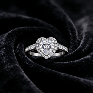 Romantic Heart Shaped Halo Wedding <b>Ring</b> <b>Set</b> Handmade 925 <b>Silver</b> Cubic Zirconia Engagement <b>Ring</b> Rhodium for Parties CMA Certified - Product Image 4