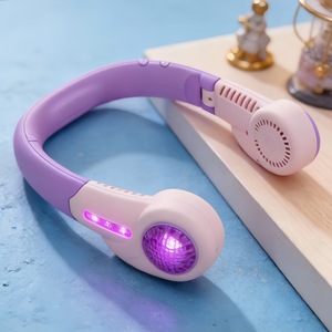 Ventilador de cuello Lingpan con luz LED, mini ventilador portátil para deportes al aire libre, recargable por USB - Product Image 3
