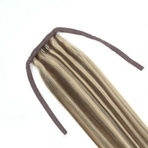 Extensiones de Cola de Caballo Larga Amygirl al por Mayor, Cabello Indio Rizado Corn Wave Liso Extremo 9-12A Remy con Banda para Atar - Product Image 4