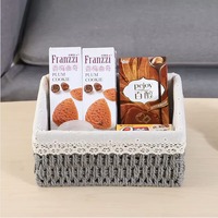 Haute qualité 3 pièces ménage tissé panier de rangement bureau articles divers organisateur rotin boîte à pain panier de fruits