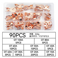 Kit d'assortiment de 90 cosses à anneau en cuivre nu de type OT, cosses de câble à sertir électriques, connecteurs à anneau pour fils
