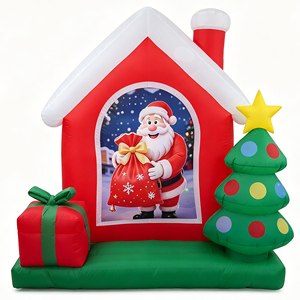 Décoration de Noël gonflable en forme de maison, décoration de Noël, maison du Père Noël avec lumières LED intégrées et souffleur pour fête en plein air - Product Image 1