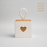 Scatola Regalo in Carta Kraft Bianca a Forma di Cuore Leabon con Manico in Corda Intrecciata, Scatola per Regali in Cartone, Vendita all'Ingrosso dalla Fabbrica