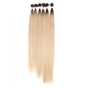 Ombre màu vàng lụa thẳng tổng hợp tóc mở rộng sợi ngang sợi cao tóc dệt bó mở rộng bện Tóc tổng hợp - Product Image 3