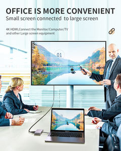 8 in 1 USB3.1 Gen1 Type-C ถึง 4K HDTV คู่, การ์ดอีเธอร์เน็ต LAN 100Mbps, ท่าเรือ PD 100W สําหรับ Windows <span class=keywords><strong>Mac</strong></span> <span class=keywords><strong>OS</strong></span> - Product Image 6