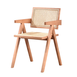 Màu đen trắng Walnut màu rắn gỗ mây <span class=keywords><strong>wicker</strong></span> dệt ghế Bắc Âu nhà hàng tay vịn mây mía ddining ghế - Product Image 1