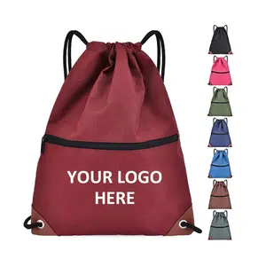 Sacs promotionnels promotionnels de sport de sac à dos à cordon imperméable en polyester 500D