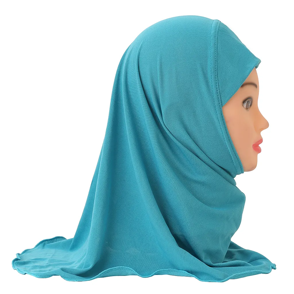 H061 plain small girl amira hijab fit 2-6 years old kids al-amira pull on islamic scarf headwrap headbands