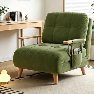 Sofá Cama Plegable de Terciopelo Moderno con Estructura de Madera Sólida, Diseño que Ahorra Espacio para Sala de Estar o Uso Comercial, Color Crema, Altura Ajustable - Product Image 1