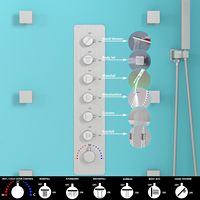 Système de pomme de douche à LED 4 fonctions Ensemble de robinets en laiton à effet pluie de 27.95 pouces Super Large Nickel brossé Salle de bain Super Large Shower