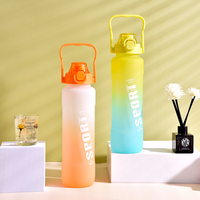 Bouteille d'eau en plastique écologique de 1000 ml, résistante à l'eau bouillante, avec paille et marqueur de temps, pour une hydratation motivante