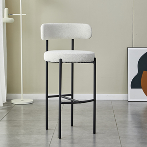 Modern Velvet <strong>High</strong> <strong>Back</strong> Metal Leg Elegant Home Bar <strong>Stools</strong> Comfortable Durable Kitchen Bar Furniture - Product Image 4