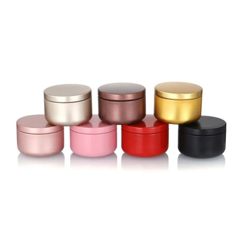Matte black gold Mini Storage Candy Container 50ml Aluminum Jars Small Metal Round Candles Aluminum Tin for Tea