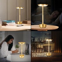 Lampu Meja Retro Lampu Hias Sederhana Paduan Aluminium Lampu Meja LED Lampu Meja Sentuh Dapat Diisi Ulang Dapat Diredupkan untuk Restoran Bar