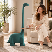 Table d'appoint dinosaure à long cou en tissu peluche sculptural pour enfants, présentoir de meubles, approvisionnement B2B en mobilier