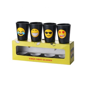 高品質 Xinye ブランド カスタマイズされたロゴ クリスタル磁器メラミン 1.5 オンス (65ml) ブラック ショット グラス セット パーティー用 - Product Image 1