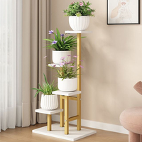 JIN PENG Étagère à fleurs moderne en métal à 4 niveaux, support pour plantes à plusieurs étages pour jardin d'intérieur