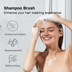 Bambus Silikon Borsten Shampoo Pinsel Rundkopf Haarwuchs Kopfhaut <span class=keywords><strong>Massage</strong></span> Bürsten - Product Image 6