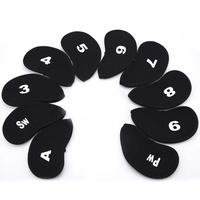 Ensemble de housses de tête de club de golf avec logo personnalisé - 10 pièces, housses de tête de fer durables avec étiquettes numérotées, polyester noir et éponge