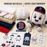 Mascotte en peluche de baseball, conception de personnages OEM ODM, commande en gros, usine de jouets en peluche, merchandising de marque, vente en gros d'animaux en peluche