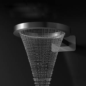 Juego de ducha integrado de latón completo de gama alta montado en la Pared | Aro de baloncesto creativo Rociador de techo Temperatura termostática digital - Product Image 5