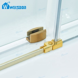 Cabina <span class=keywords><strong>de</strong></span> ducha <span class=keywords><strong>de</strong></span> acero inoxidable dorado cepillado Weisdon, pantalla <span class=keywords><strong>de</strong></span> ducha <span class=keywords><strong>de</strong></span> <span class=keywords><strong>vidrio</strong></span> deslizante individual sin marco - Product Image 4