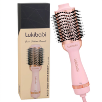 Brosse sèche-cheveux à air chaud or rose 3 en 1, brosse ionique pour lisser, boucler et sécher les cheveux