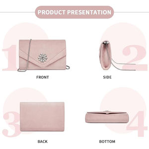 Pochette de soirée pour femme, sac à main de mariage avec chaîne amovible, option épaule et bandoulière - Product Image 4