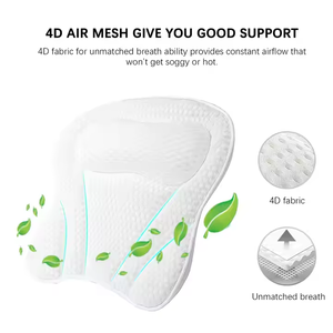 Morbido impermeabile 4D Air Mesh cuscino da bagno per la casa Spa supporto ergonomico per la schiena e il collo con 6 forti ventose - Product Image 5