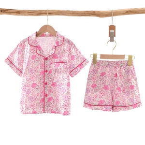 <span class=keywords><strong>Pigiama</strong></span> <span class=keywords><strong>Estivo</strong></span> per Bambine Tiaose con Stampa Floreale, Colletto e Maniche Corte, Set Due Pezzi Leggero, Abbigliamento Casual per Casa - Product Image 3