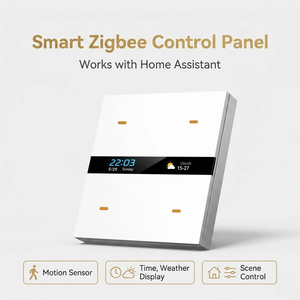 แผงควบคุมอัจฉริยะ Zigbee รองรับ Home Assistant สวิตช์ฉากแบบมีจอแสดงผล พร้อมเซ็นเซอร์ตรวจจับความเคลื่อนไหว สวิตช์ติดผนัง 4 ช่อง รุ่น M8 Pro - Product Image 1