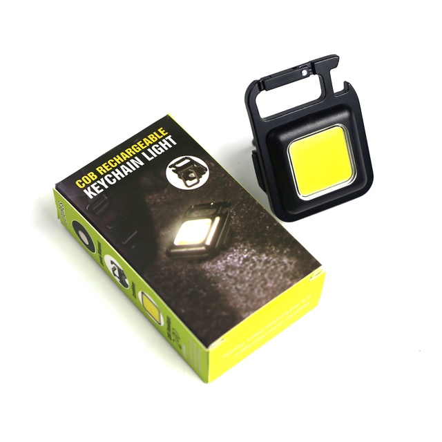 Mini Portable Magnetic Rechargeable Cob Led Work Light  Keychain LED Flashlight Keychain Flashlight  Torch With Bottle Opener