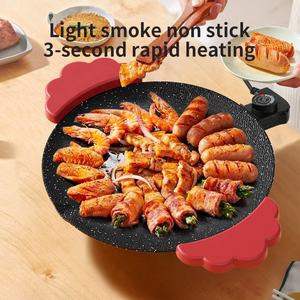 กระทะย่างไฟฟ้าแบบฝรั่งเศสสำหรับใช้ในบ้านและโรงแรมใช้งานได้สะดวกในร่ม/กลางแจ้งมีคุณสมบัติควบคุมอุณหภูมิแบบ PTFE พื้นผิวหินอ่อน - Product Image 5
