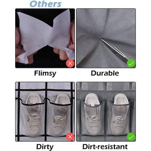 Porte-chaussures suspendu gris plus frais avec 24 poches en tissu <span class=keywords><strong>extra</strong></span> larges pour le stockage hommes baskets femmes chaussures à talons hauts pantoufles - Product Image 5