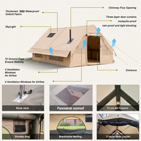 Tente de glamping gonflable de 12 m², bouche de cheminée résistante à la chaleur, toile Oxford imperméable 4 saisons, camping en plein air, logo personnalisé