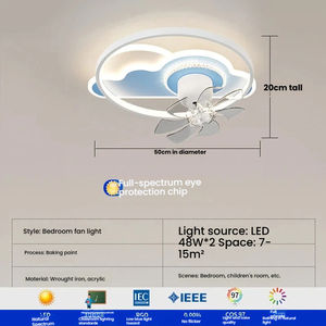 Lámpara <span class=keywords><strong>de</strong></span> Techo Moderna con Ventilador LED, Control Remoto, Regulable, Protección Ocular, Alto CRI 97, Motor <span class=keywords><strong>de</strong></span> CA <span class=keywords><strong>de</strong></span> 6 Velocidades, Funcionamiento Silencioso - Product Image 4