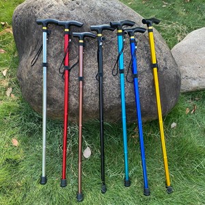 Bâton de marche télescopique en alliage d'aluminium Saixin, pliable en 5 sections, pour la randonnée en plein air, pour personnes âgées, couleur unie - Product Image 1