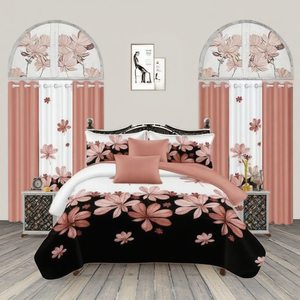 Juego de ropa de <span class=keywords><strong>cama</strong></span> moderno de lujo de 9 piezas, edredones de varios pines con estampado suave, sábanas cómodas <span class=keywords><strong>para</strong></span> uso en el hogar y la boda - Product Image 1