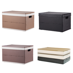 Garden Wicker Storage Box Plastic Waterproof Thickened Plastic Collapsible Storage Bin