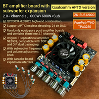 WUZERVON ZK-SUB1200Q Qualcomm QCC3034 + ES9023 Extension de caisson de basses BT Carte amplificateur numérique 600W * 2
