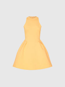 2025 Summer New Arrive Solid Natural Woven Asymmetrical Neckline Full <b>Flared</b> <b>Skirt</b> Mini Length Playful Hip Gathers - Product Image 4