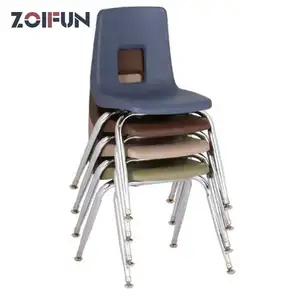 ZOIFUN School Furniture Durable Chrome Frame Plastic Stackable School Chairs